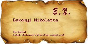Bakonyi Nikoletta névjegykártya
